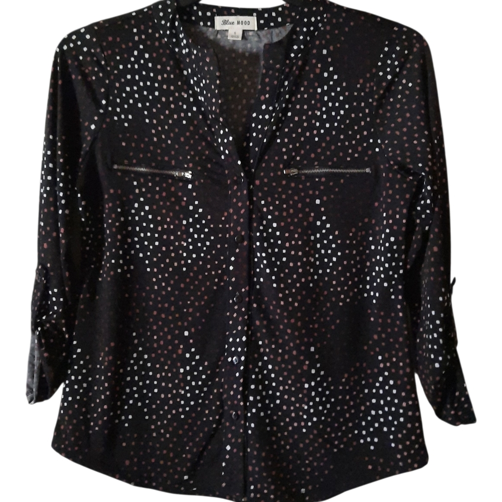 Blue Mood Multicolored Blouse Small - Picture 2 of 6